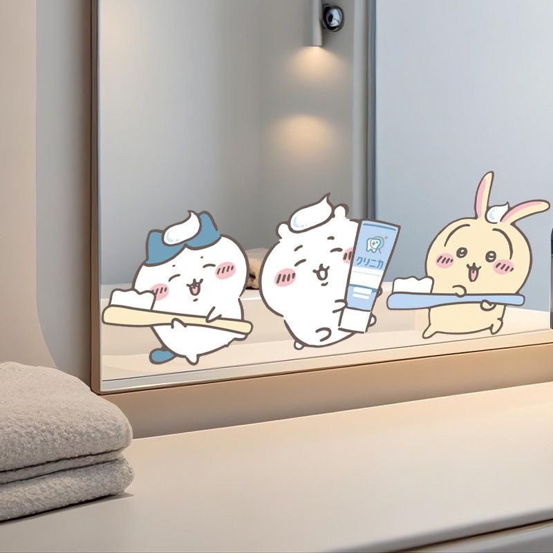 Home Bathroom Model - Adesivi per Specchio Chiikawa, Forte Adesione,