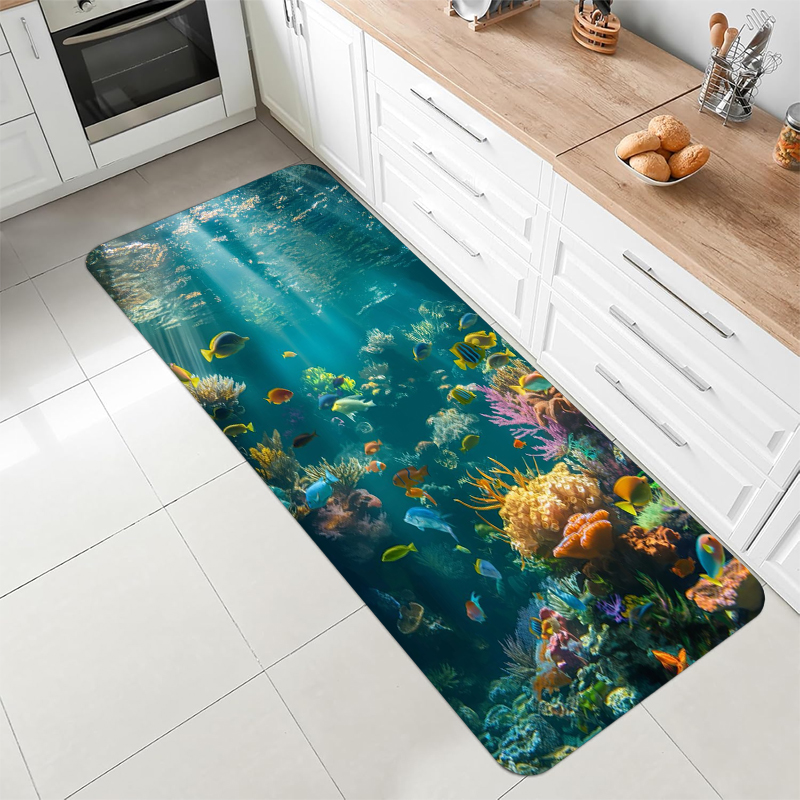 Home Bathroom Scene - Tappeto antiscivolo con motivo di coralli