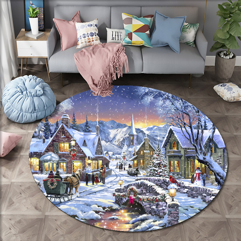 Home Bathroom Scene - Christmas Woods Snow Scene Carpet natale