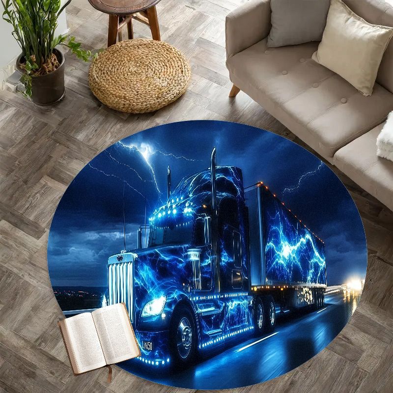 Home Bathroom Scene - Tappeto rotondo in flanella per camion