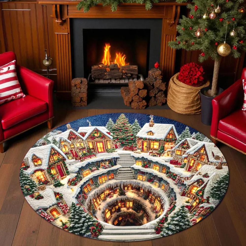 Home Bathroom Scene - Natale 3D Illusion Tappeto rotondo Tappeto