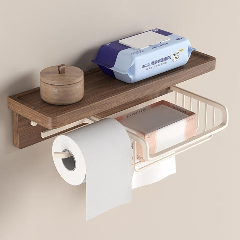 Toilet Paper Holder - Porta-rotolo da parete in noce senza