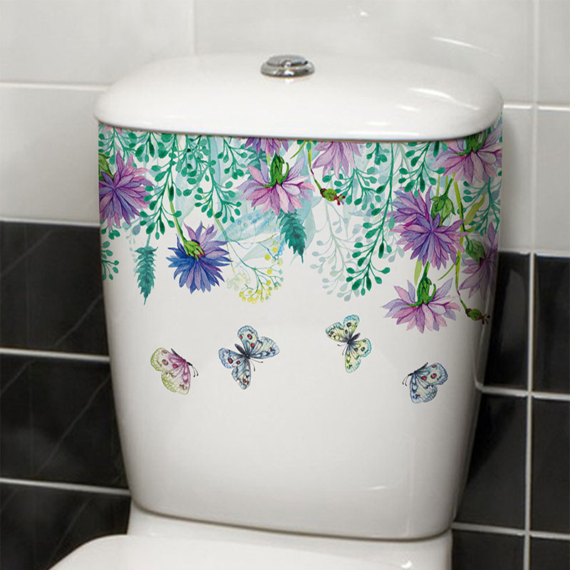 Home Bathroom Layout - Adesivo per WC con fiore a
