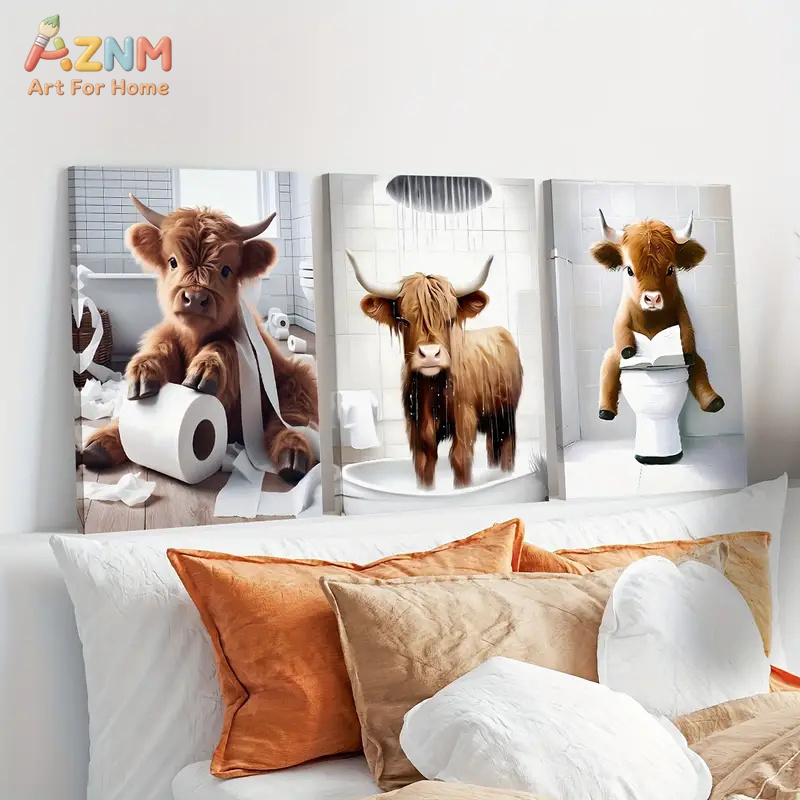 Home Bathroom Scene - AZNM Divertente Quadro su Tela con