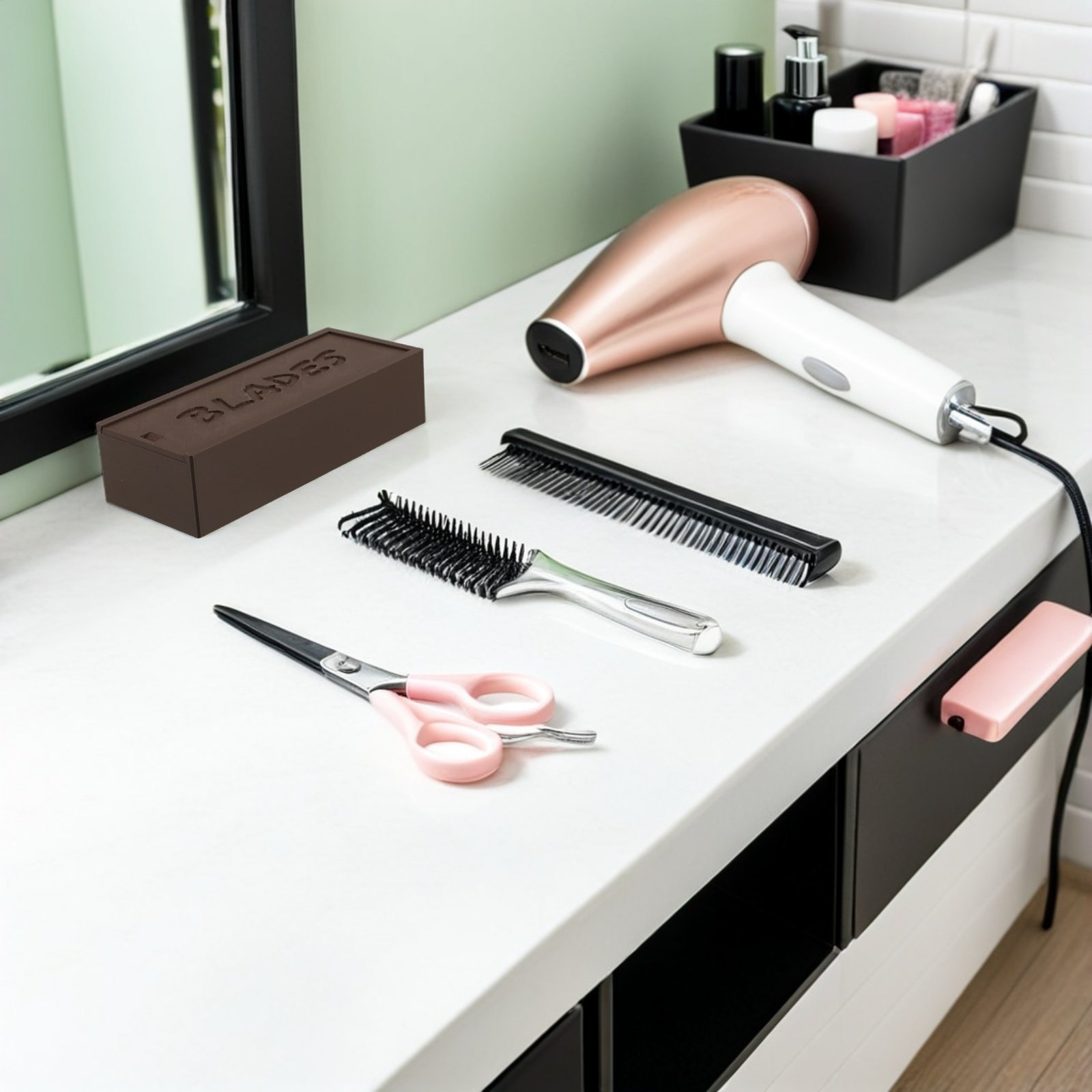 Home One Bathroom - Portacoltelli a Doppio Scomparto Marrone in