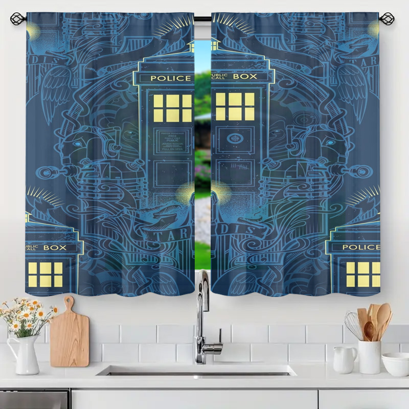 Home Bathroom Called - Tende Decorative Vintage Blu con Grafica