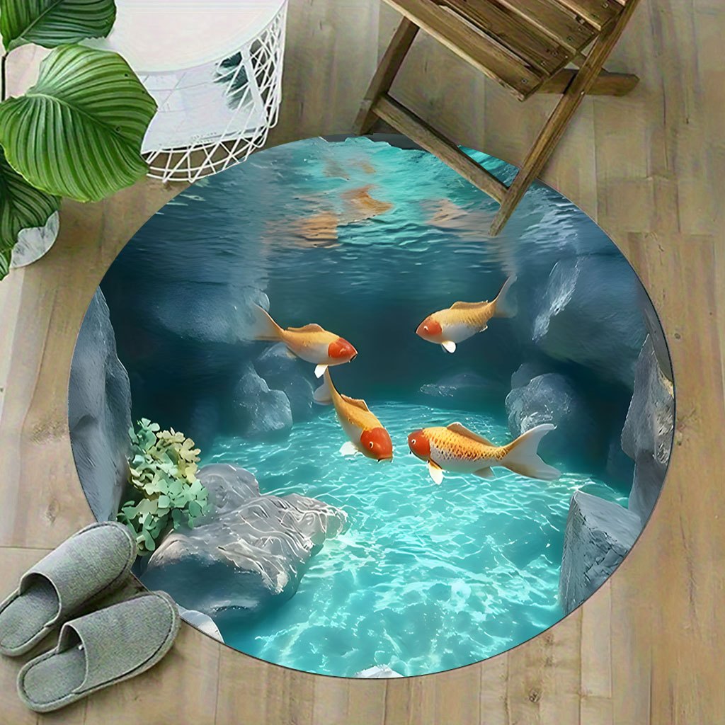 Tappeto Rotondo con Pesci Koi, - Home Bathroom Scene recensione e prezzo