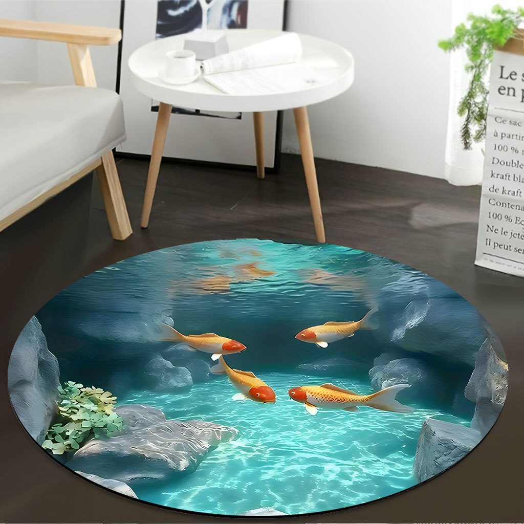 Tappeto Rotondo con Pesci Koi, - Home Bathroom Scene recensione e prezzo