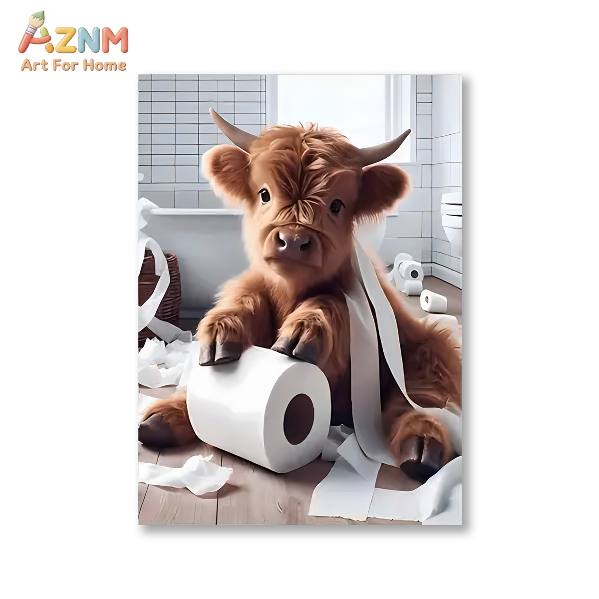 AZNM Divertente Quadro su Tela - Home Bathroom Scene recensione e prezzo